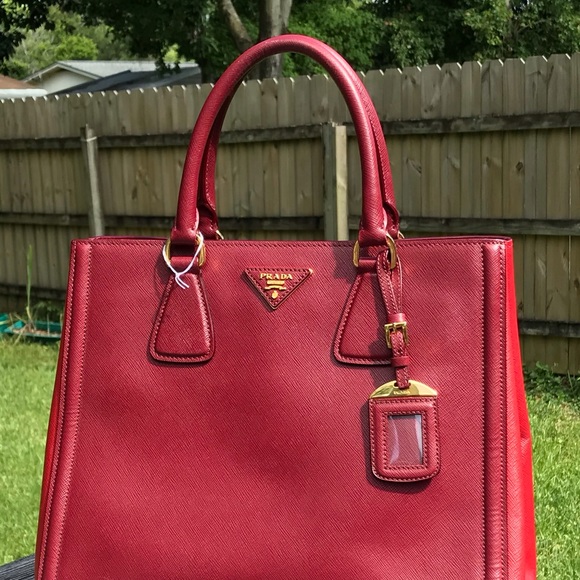 Prada Saffiano LUX  Cerise +Fuoco - Picture 2 of 9